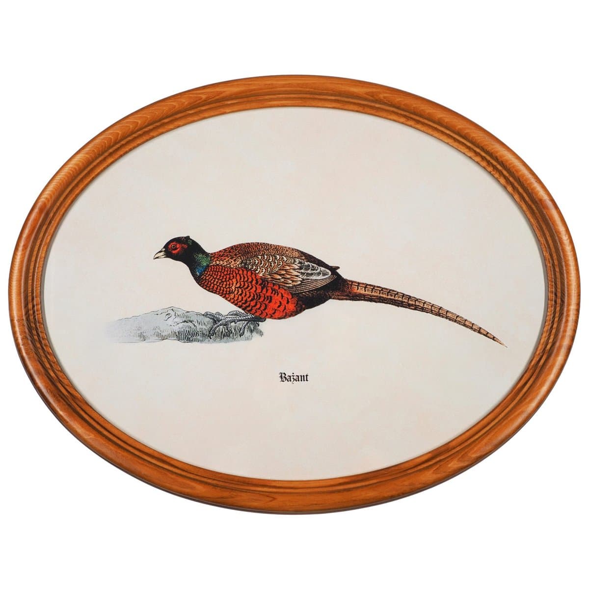Pheasant in a Wooden Oval Frame