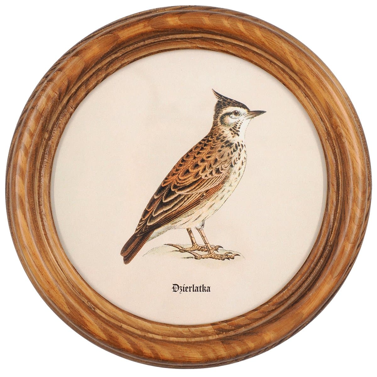 Lark in a Wooden Round Frame