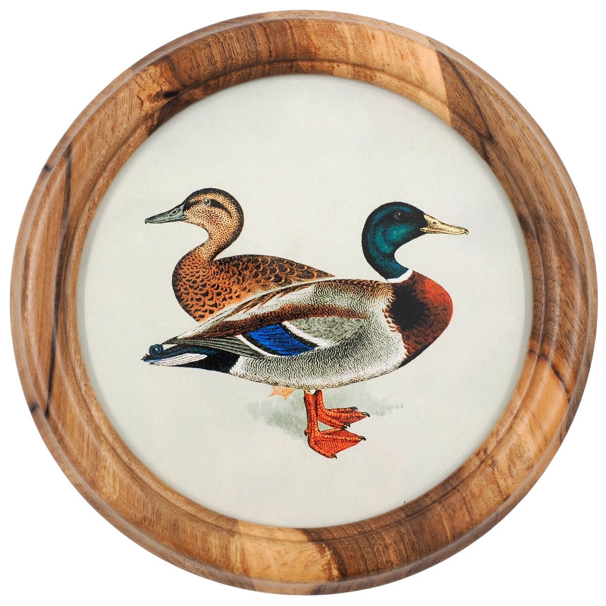 Ducks in a Wooden Round Frame